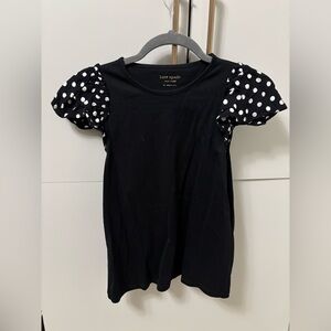 Kate Spade Black Tee with Polka Dot Sleeves